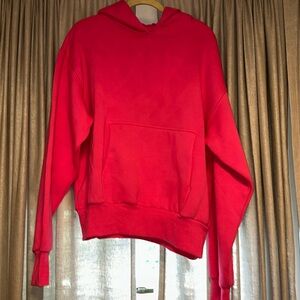 Hot pink Humane Blanks heavy weight hoodie.